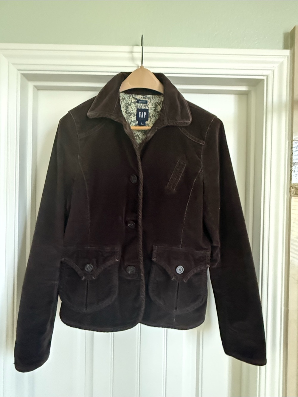 GAP Women's Dark Brown Corduroy Button-Front Jacket